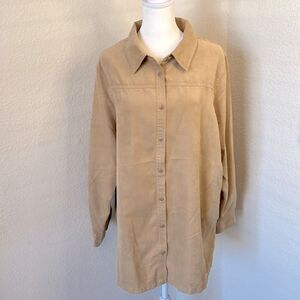 Women's Avenue Buttery Soft Button Front 3-Panel Back Long Sleeve Shirt ~ 18-20